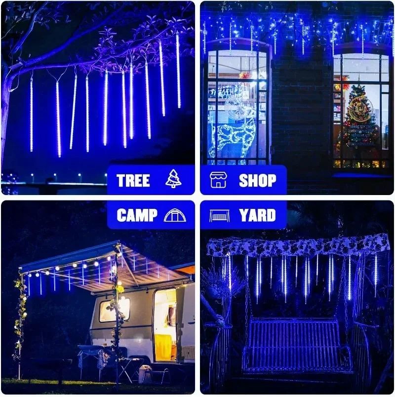 LED Dripping Icicle Lights for Outdoor Christmas Decor (8-Piece Set), Perfect for Christmas, Christmas Gift Ideas