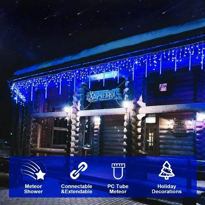 LED Dripping Icicle Lights for Outdoor Christmas Decor (8-Piece Set), Perfect for Christmas, Christmas Gift Ideas