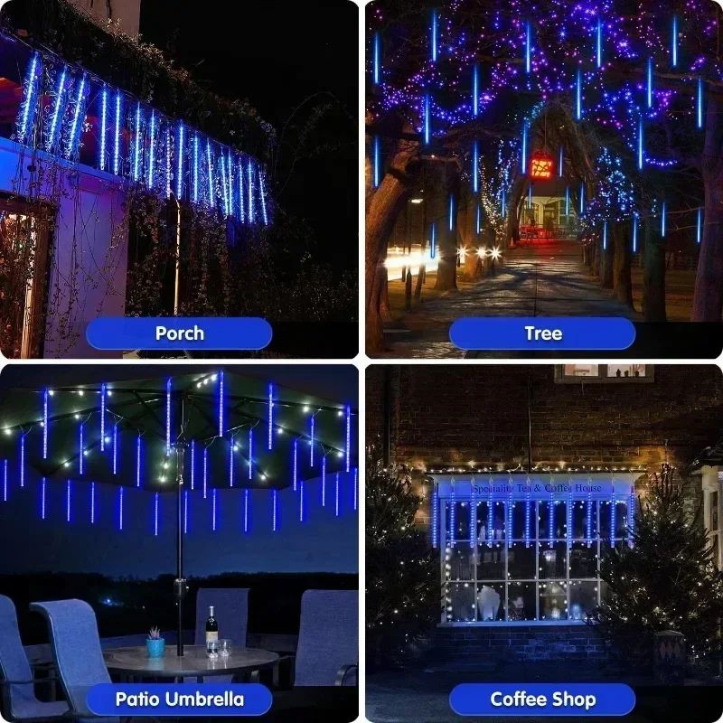 LED Dripping Icicle Lights for Outdoor Christmas Decor (8-Piece Set), Perfect for Christmas, Christmas Gift Ideas