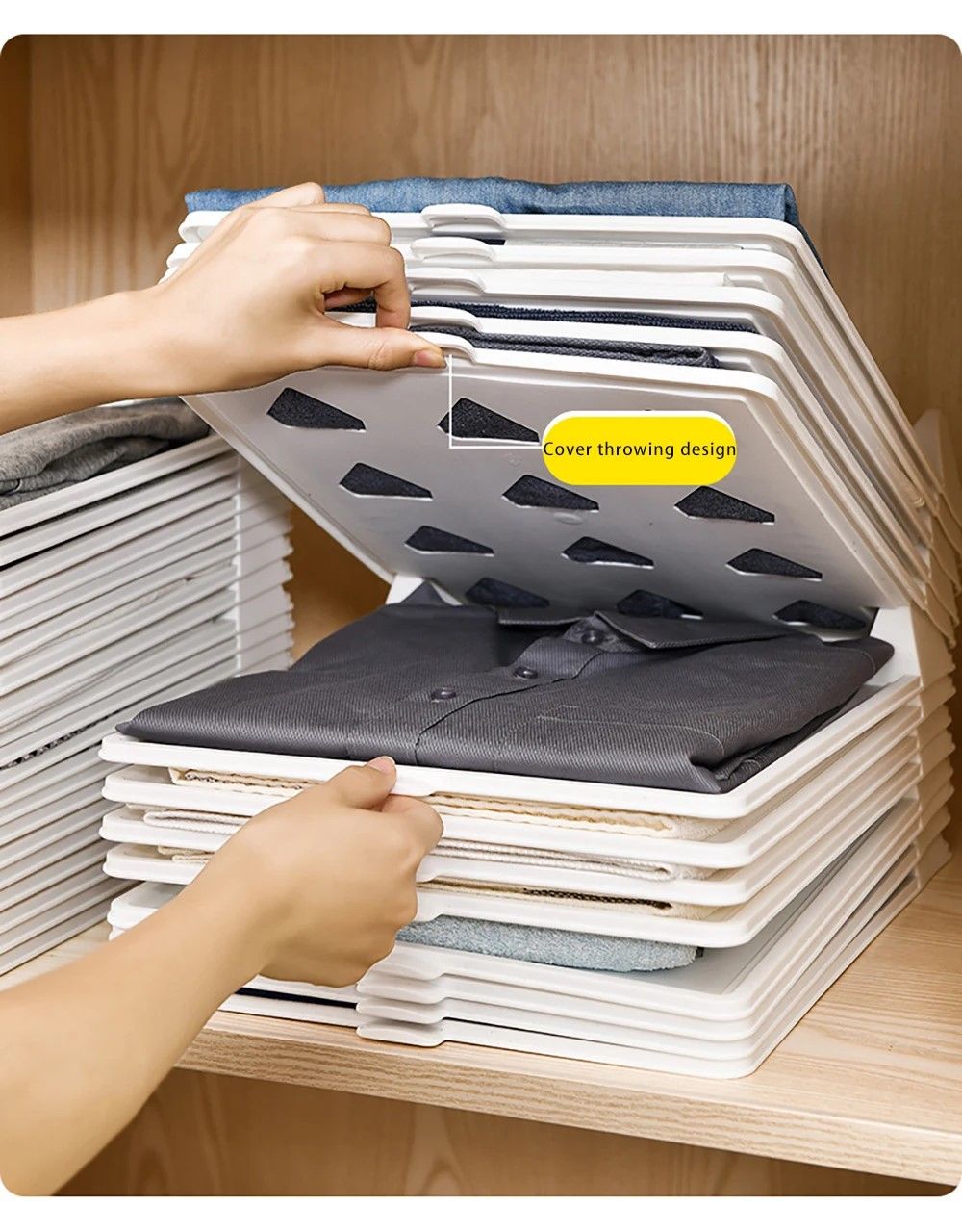ClothesMaster Layered Folding & Stacking Board – Smart Closet Organizer for Shirts & Pants
