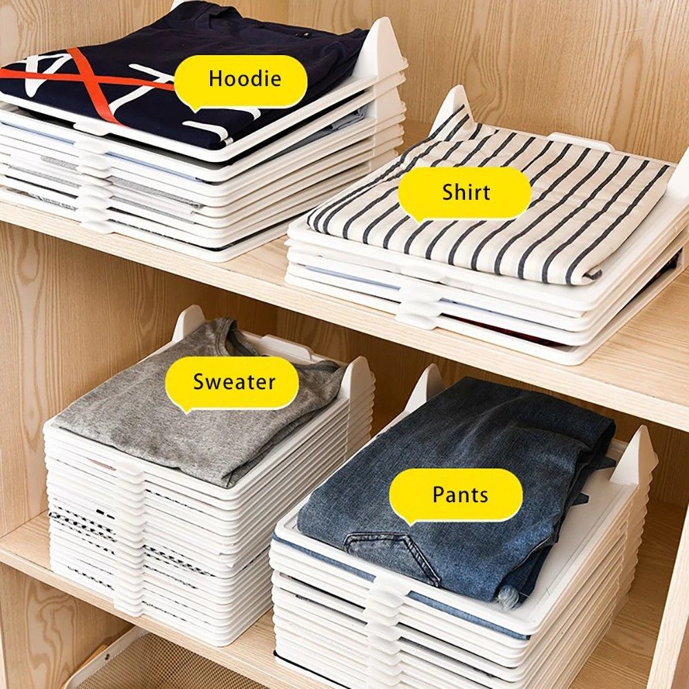 ClothesMaster Layered Folding & Stacking Board – Smart Closet Organizer for Shirts & Pants