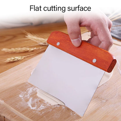 Bread Baking Dough Cutter Scraper with Wooden Handle, Cake Scraper, Sourdough Tools, Stainless Steel Scraper