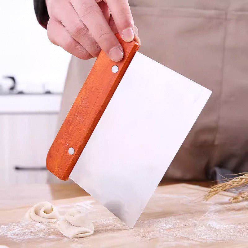 Bread Baking Dough Cutter Scraper with Wooden Handle, Cake Scraper, Sourdough Tools, Stainless Steel Scraper