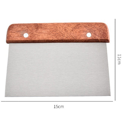 Bread Baking Dough Cutter Scraper with Wooden Handle, Cake Scraper, Sourdough Tools, Stainless Steel Scraper