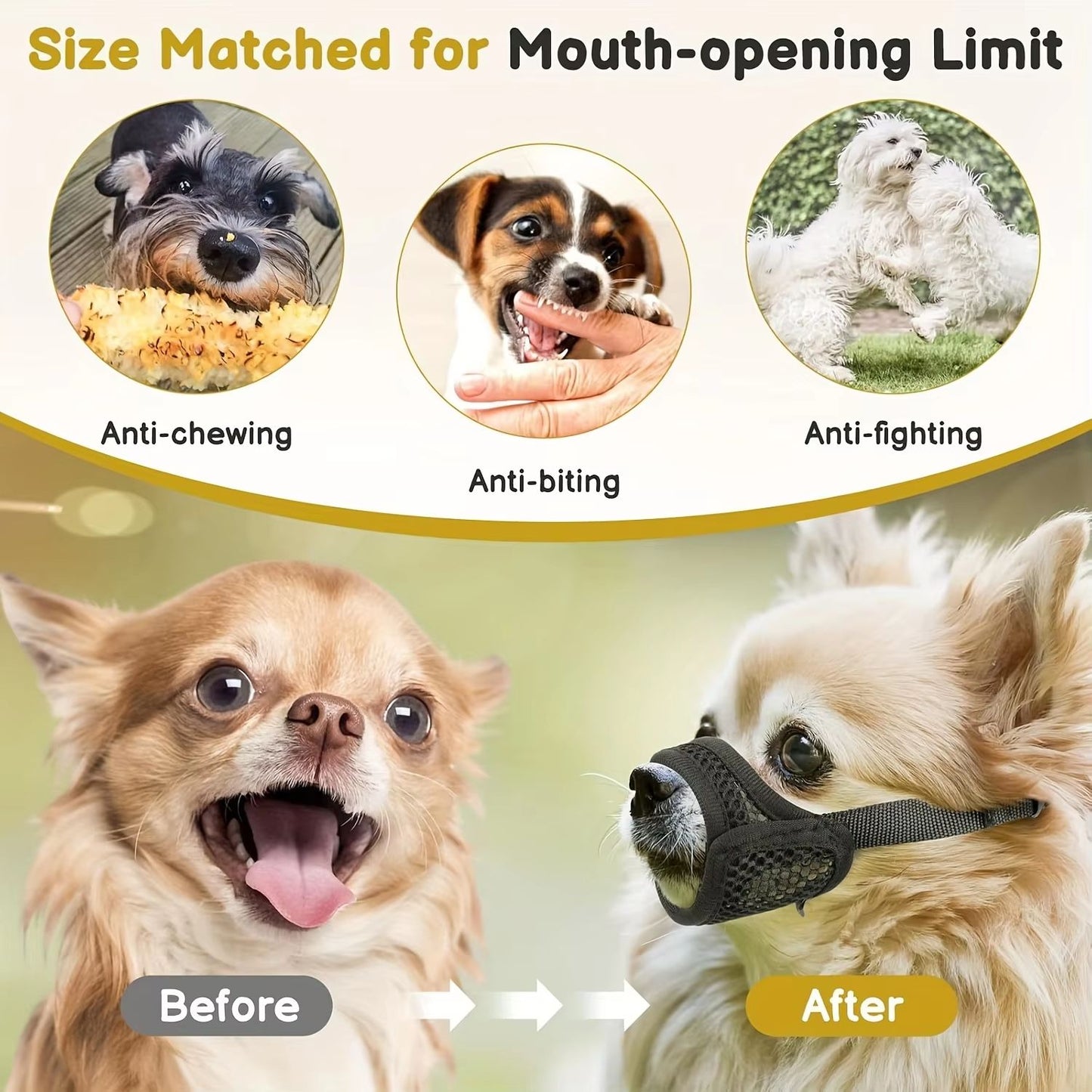 BrachyGuard Soft Mesh Muzzle for Short-Snout & Small/Medium Dogs