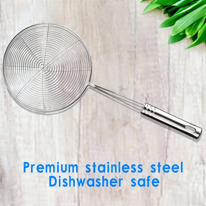 Frying Spider Strainer, Stainless Steel Skimmer Spoon for Noodles and Cooking with Handle