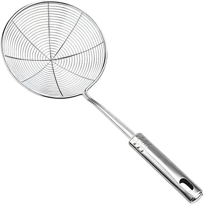 Frying Spider Strainer, Stainless Steel Skimmer Spoon for Noodles and Cooking with Handle