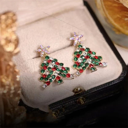 Beautiful Colorful Star Tree Drop Earrings New Year Holiday Tree Dangle Earring Party Jewelry Gift For Women Men
