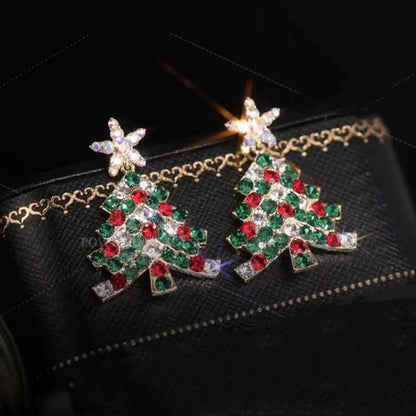 Beautiful Colorful Star Tree Drop Earrings New Year Holiday Tree Dangle Earring Party Jewelry Gift For Women Men