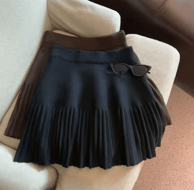 Sweet Knit Pleated Mini Skirt