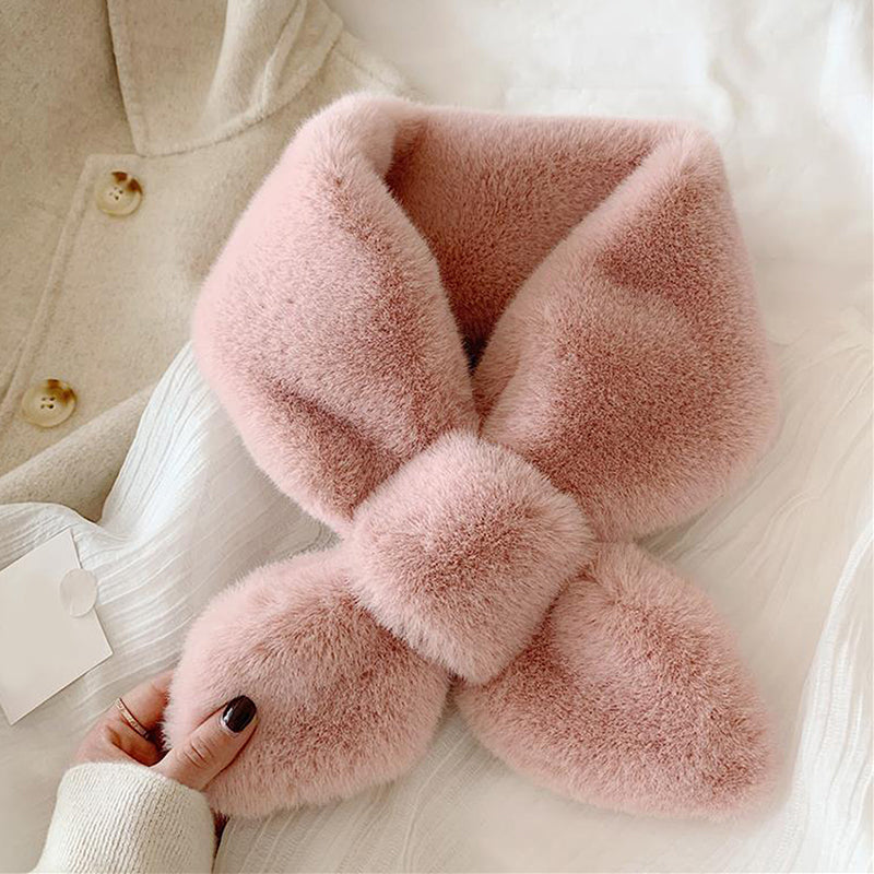 Fake Rabbit Fur Collar Scarf Women Winter Warm Thickening Plush