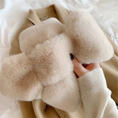 Fake Rabbit Fur Collar Scarf Women Winter Warm Thickening Plush
