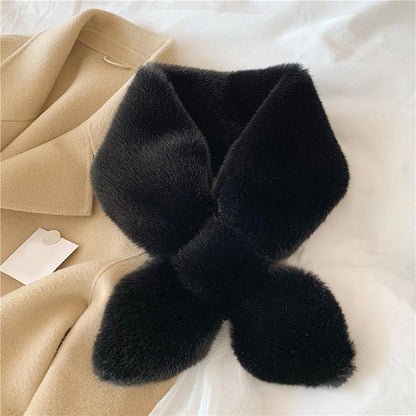 Fake Rabbit Fur Collar Scarf Women Winter Warm Thickening Plush
