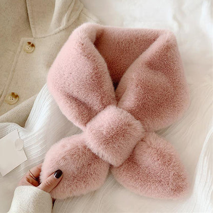Fake Rabbit Fur Collar Scarf Women Winter Warm Thickening Plush