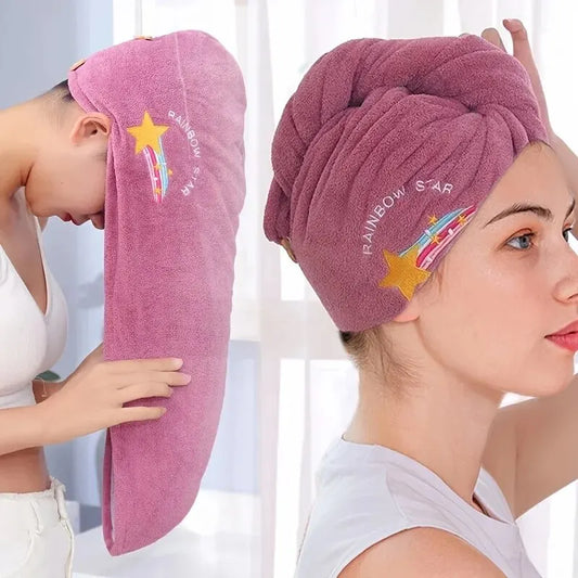 Cute Hair Towel for Girls Soft Quickly Dry Wrap, Very Beautiful Bath Towel Bonnets for Bathroom