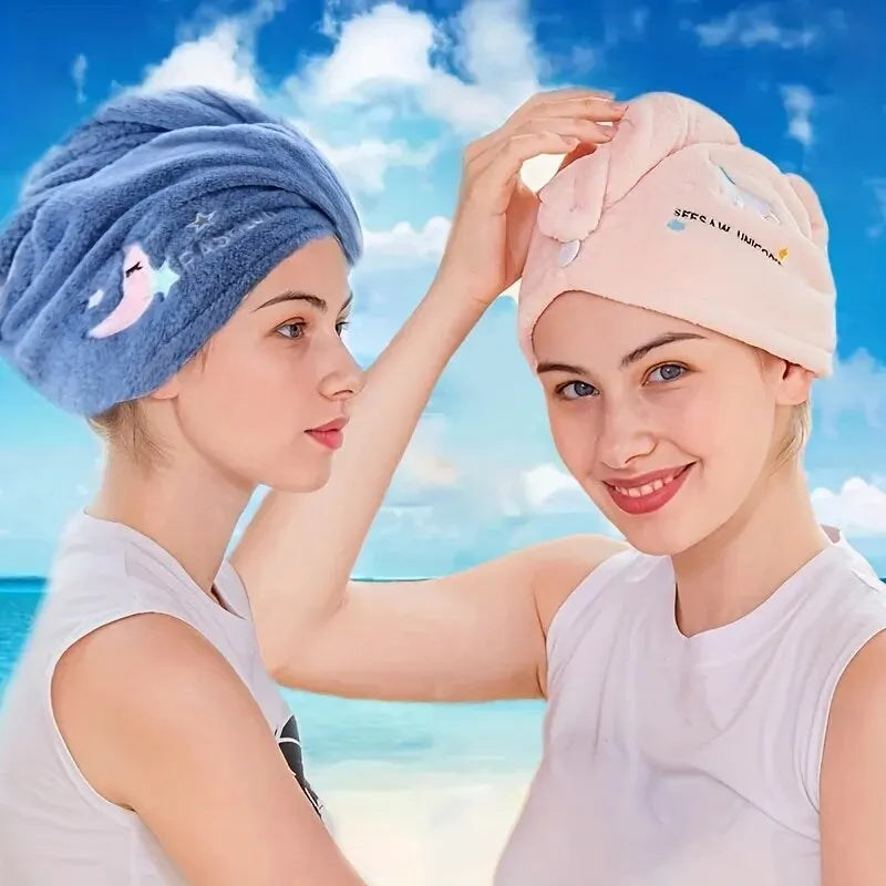 Cute Hair Towel for Girls Soft Quickly Dry Wrap, Very Beautiful Bath Towel Bonnets for Bathroom
