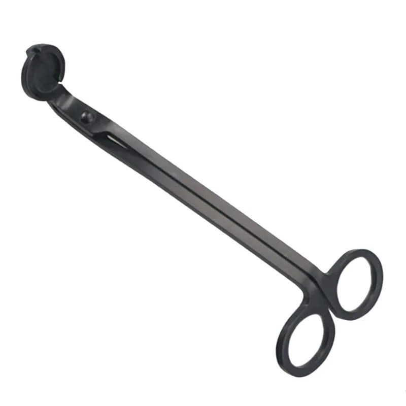 Elegant Black Stainless Steel Candle Wick Trimmer & Cutter – Long-Handle Candle Accessory