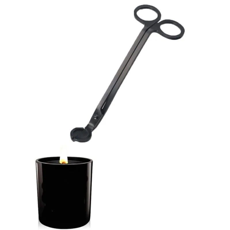 Elegant Black Stainless Steel Candle Wick Trimmer & Cutter – Long-Handle Candle Accessory