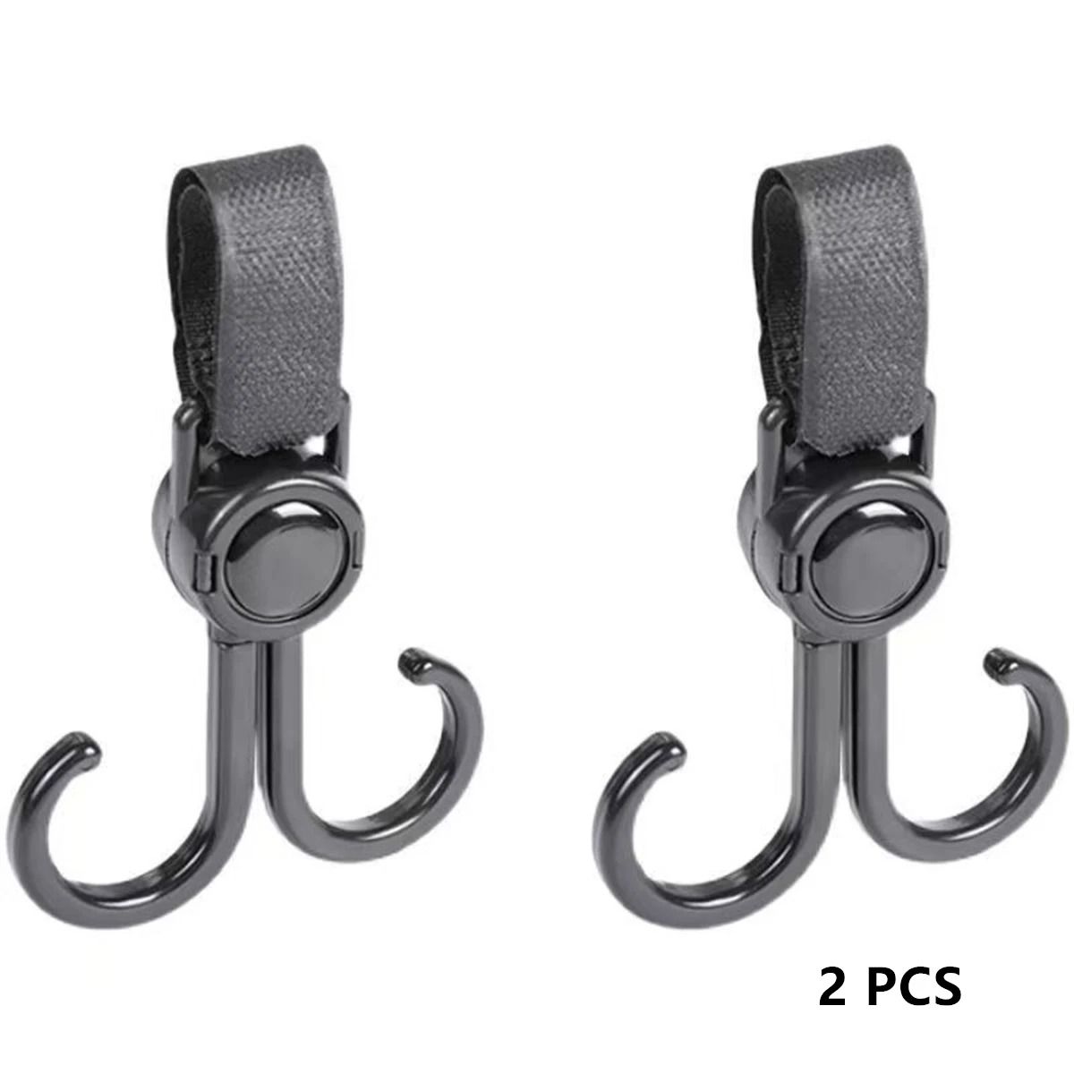 2 Piece PU Leather Stroller Hook Set With 360 Degree Rotation