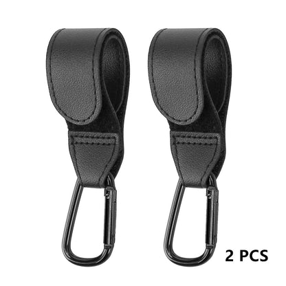 2 Piece PU Leather Stroller Hook Set With 360 Degree Rotation