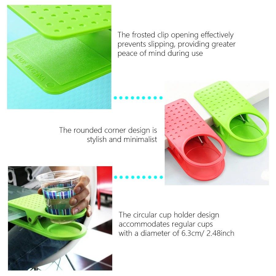 DeskEdge Clip-On Mug & Drink Can Holder, Desk Organizer for Home & Office