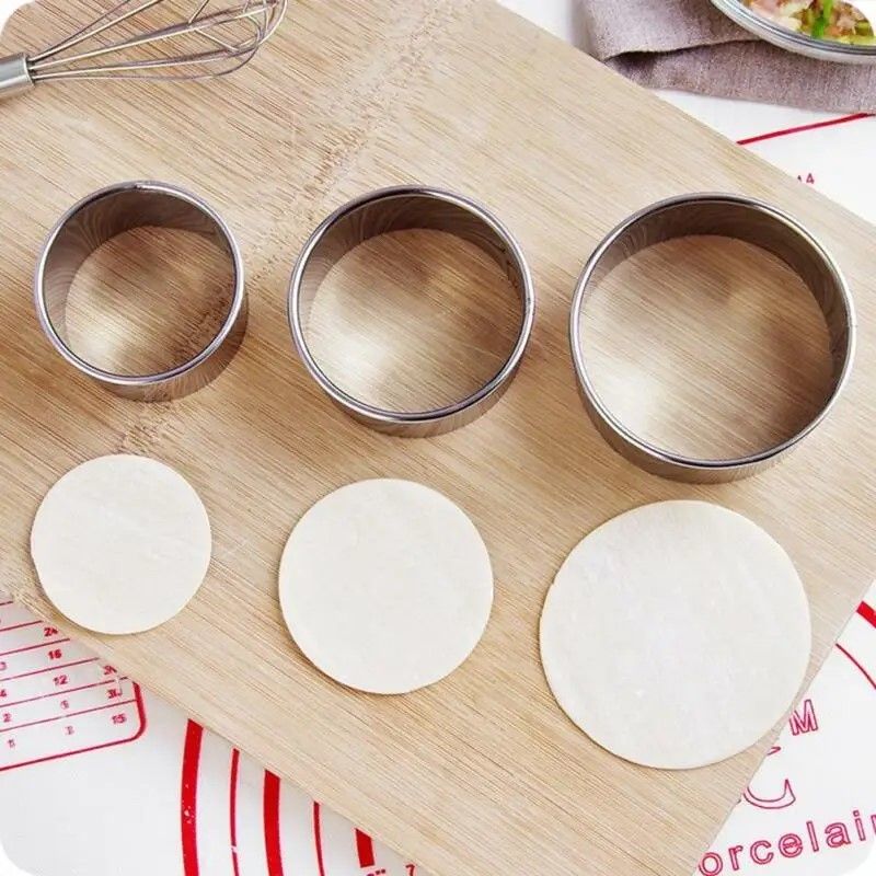 Prestige Triple-Size Stainless Steel Dough & Biscuit Ring Set – DIY Pastry, Cookie & Dumpling Cutter