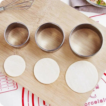 Prestige Triple-Size Stainless Steel Dough & Biscuit Ring Set – DIY Pastry, Cookie & Dumpling Cutter