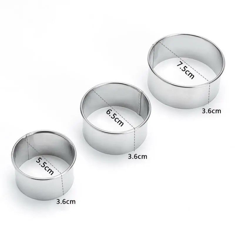 Prestige Triple-Size Stainless Steel Dough & Biscuit Ring Set – DIY Pastry, Cookie & Dumpling Cutter