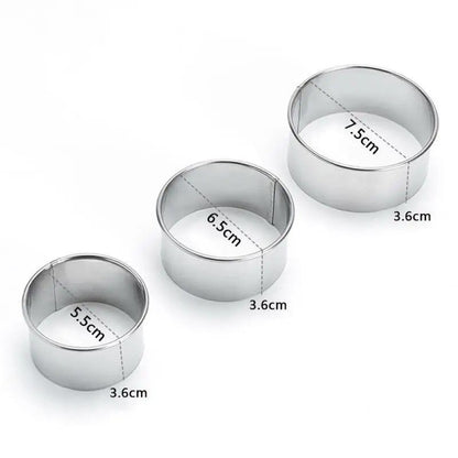 Prestige Triple-Size Stainless Steel Dough & Biscuit Ring Set – DIY Pastry, Cookie & Dumpling Cutter