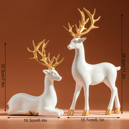 Elegant White Reindeer Home Decor Statue