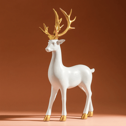 Elegant White Reindeer Home Decor Statue