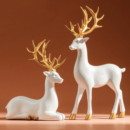 Elegant White Reindeer Home Decor Statue