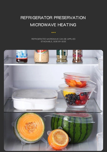 EcoSeal Silicone Stretch-Lid Set – 6-Piece Universal Food Covers