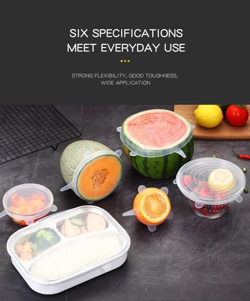 EcoSeal Silicone Stretch-Lid Set – 6-Piece Universal Food Covers