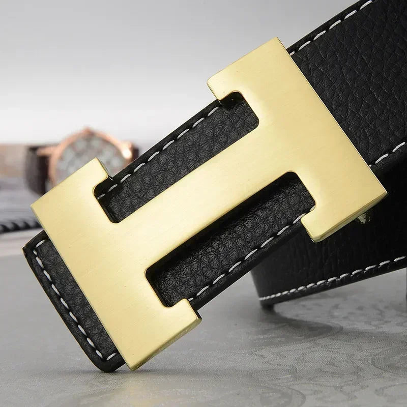 High Quality Men Belt, Genuine Second Cow Leather Strap, New Casual Designer Belt with Male Smooth Buckle Fashion