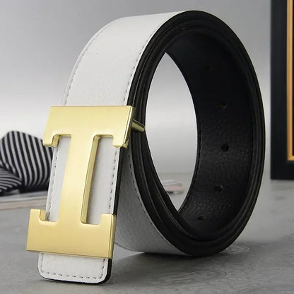 High Quality Men Belt, Genuine Second Cow Leather Strap, New Casual Designer Belt with Male Smooth Buckle Fashion