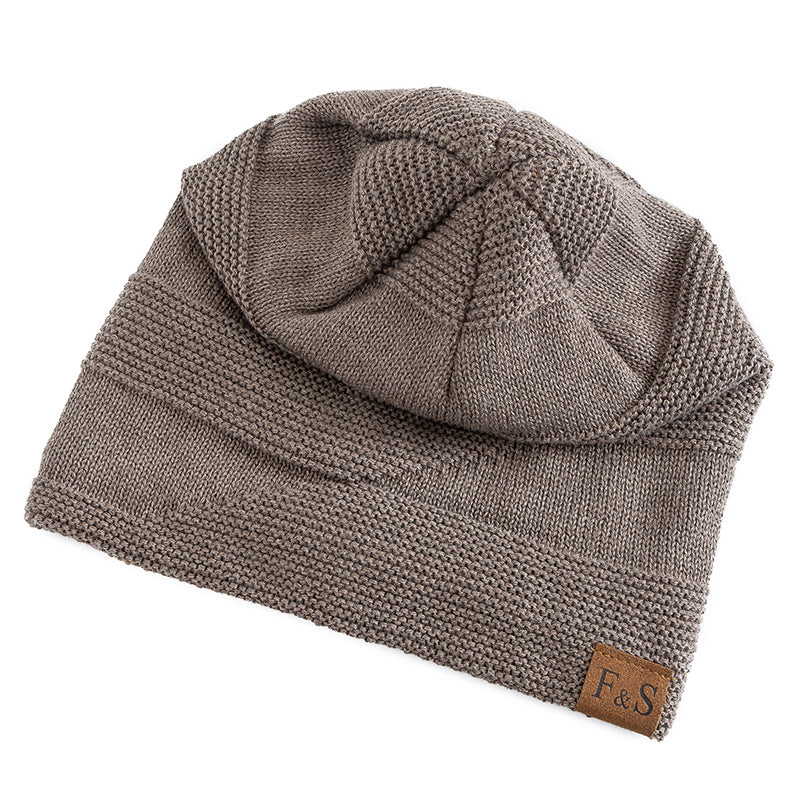 Slouchy Winter Hats, Fur Lined Beanie Cap for Men and Women, Warm Casual Knitted Winter Hats
