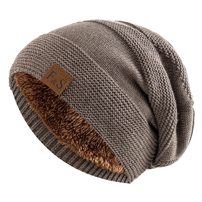 Slouchy Winter Hats, Fur Lined Beanie Cap for Men and Women, Warm Casual Knitted Winter Hats