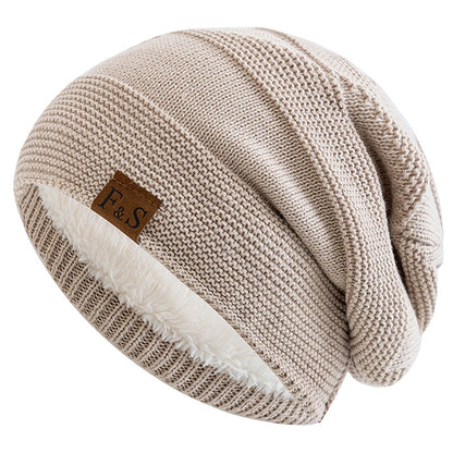 Slouchy Winter Hats, Fur Lined Beanie Cap for Men and Women, Warm Casual Knitted Winter Hats