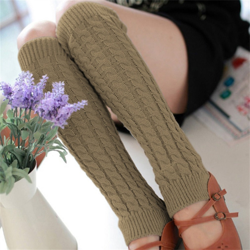 New Women Autumn Winter Leg Warmers Hemp Flowers Knee Pad Leg Warmer for Sports Safety