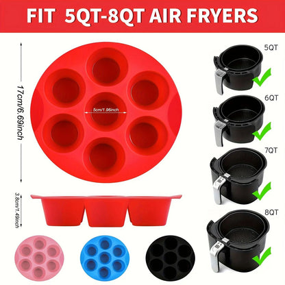 Silicone Egg Bite Mold for Air Fryer 7 Cup Non Stick Muffin and Snack Tray