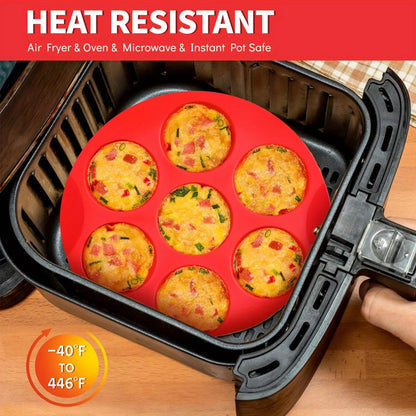 Silicone Egg Bite Mold for Air Fryer 7 Cup Non Stick Muffin and Snack Tray