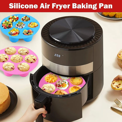 Silicone Egg Bite Mold for Air Fryer 7 Cup Non Stick Muffin and Snack Tray