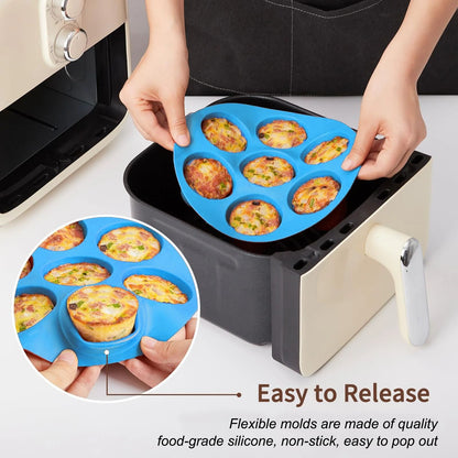 Silicone Egg Bite Mold for Air Fryer 7 Cup Non Stick Muffin and Snack Tray