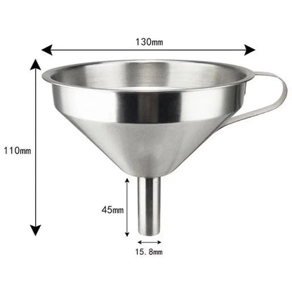 Premium 304 Stainless Steel Oil & Liquid Funnel with Strainer – Spill-Free Kitchen Transfer Tool