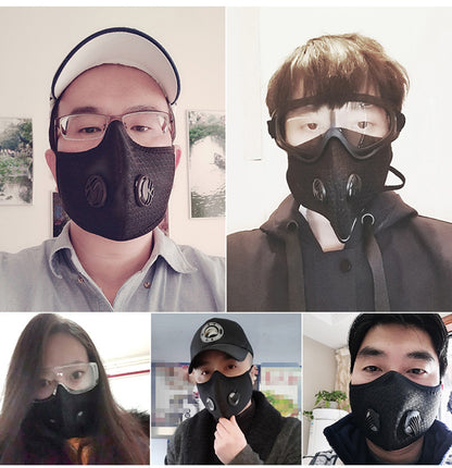 Washable Cardio Sports Mask, Activated Carbon Filter for Riding Mouth Cover, Dustproof Reusable Face Mask
