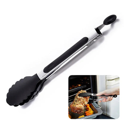 Silicone Nylon Cooking Clip Non-Slip Food Tongs Kitchen Accessories for BBQ Kitchen Accessories