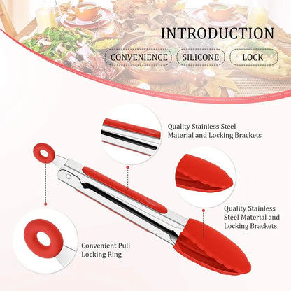 Silicone Nylon Cooking Clip Non-Slip Food Tongs Kitchen Accessories for BBQ Kitchen Accessories