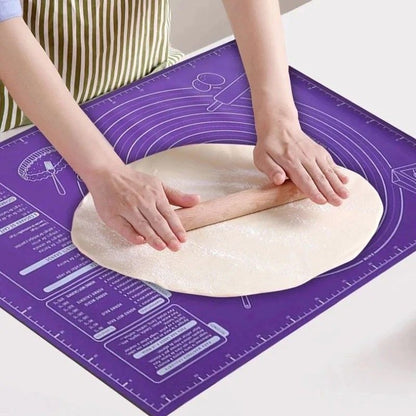 Premium Silicone Pastry & Baking Mat, Non-Stick Dough Rolling Mat with Measurements & Guide