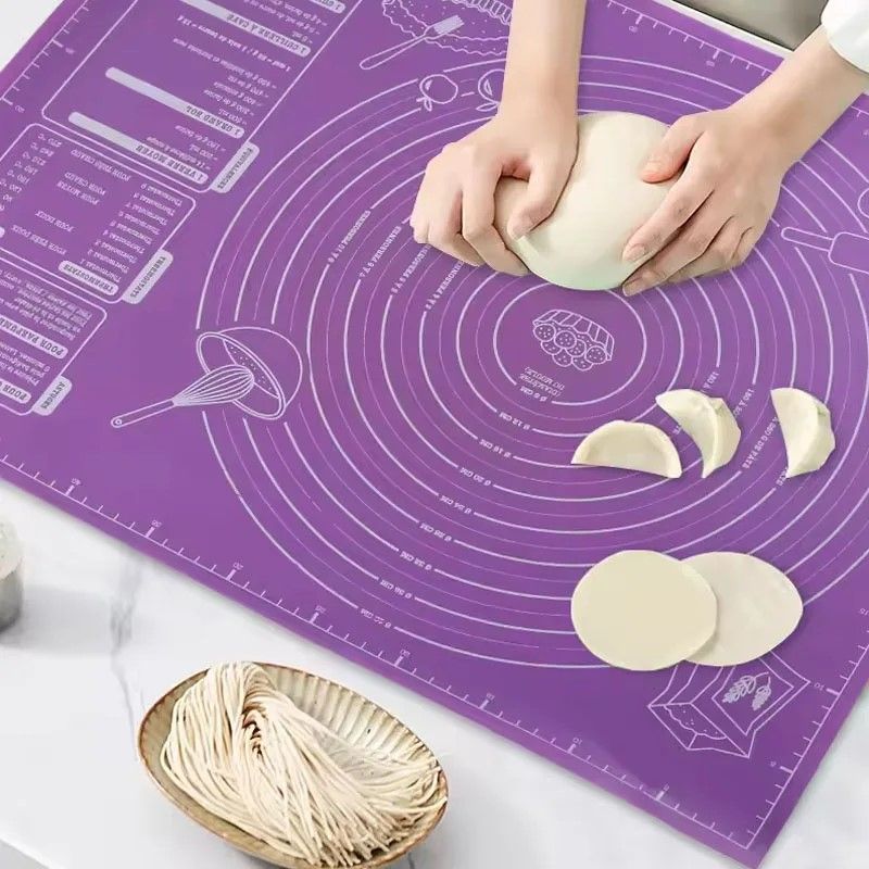 Premium Silicone Pastry & Baking Mat, Non-Stick Dough Rolling Mat with Measurements & Guide